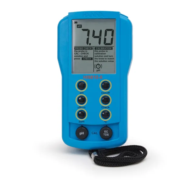 Máy đo pH/EC/TDS/Nhiệt độ thang thấp có CAL Check Hanna HI9810-6
